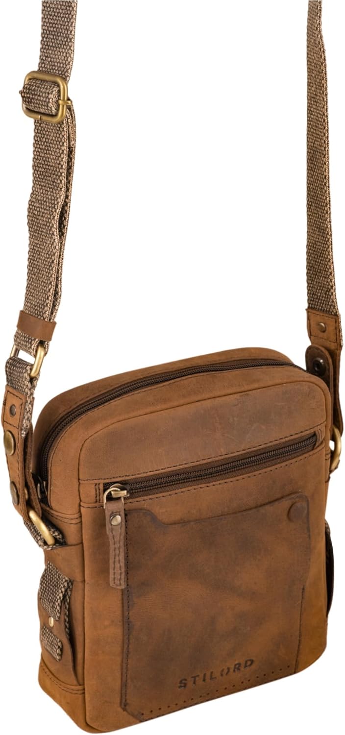 STILORD 'Nash' Ledertasche Männer Vintage Kleine Umhängetasche Messenger Bag Herren für Tablet 8 Zol