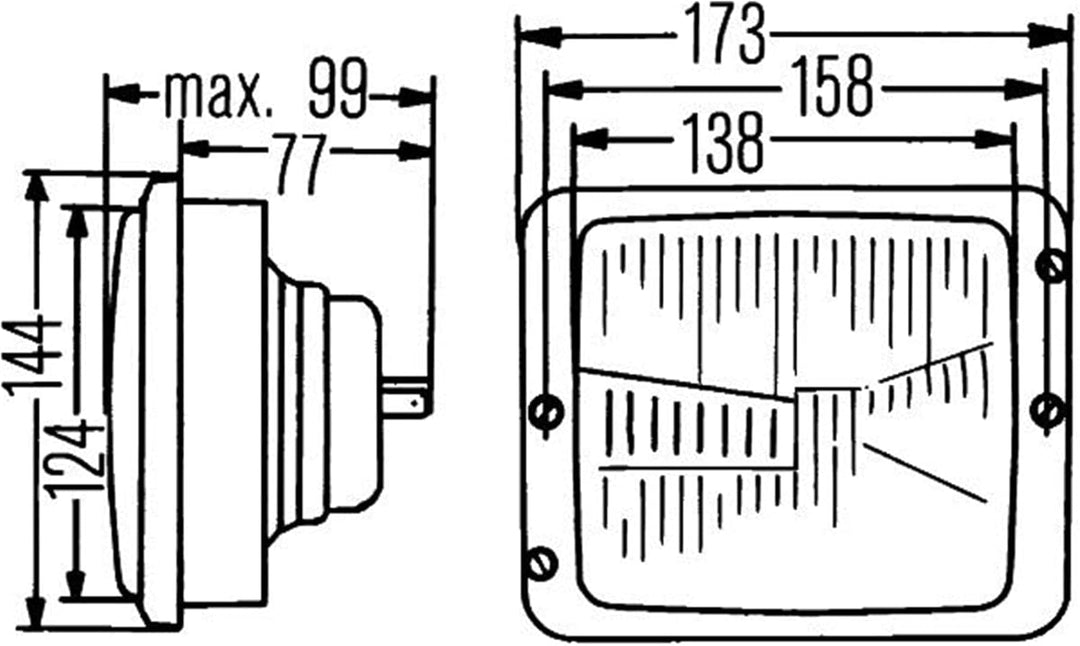 HELLA - asymmetrisch-Hauptscheinwerfer - 24/12V - Referenzzahl: 10 - Einbau - Lichtscheibenfarbe: tr