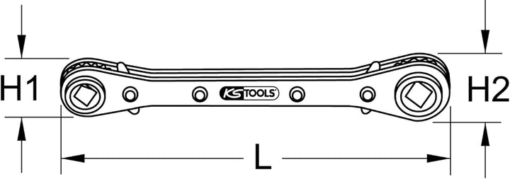 KS Tools 130.0122 4 in 1 Kälte-Klima-Ratschenschlüssel, umschaltbar
