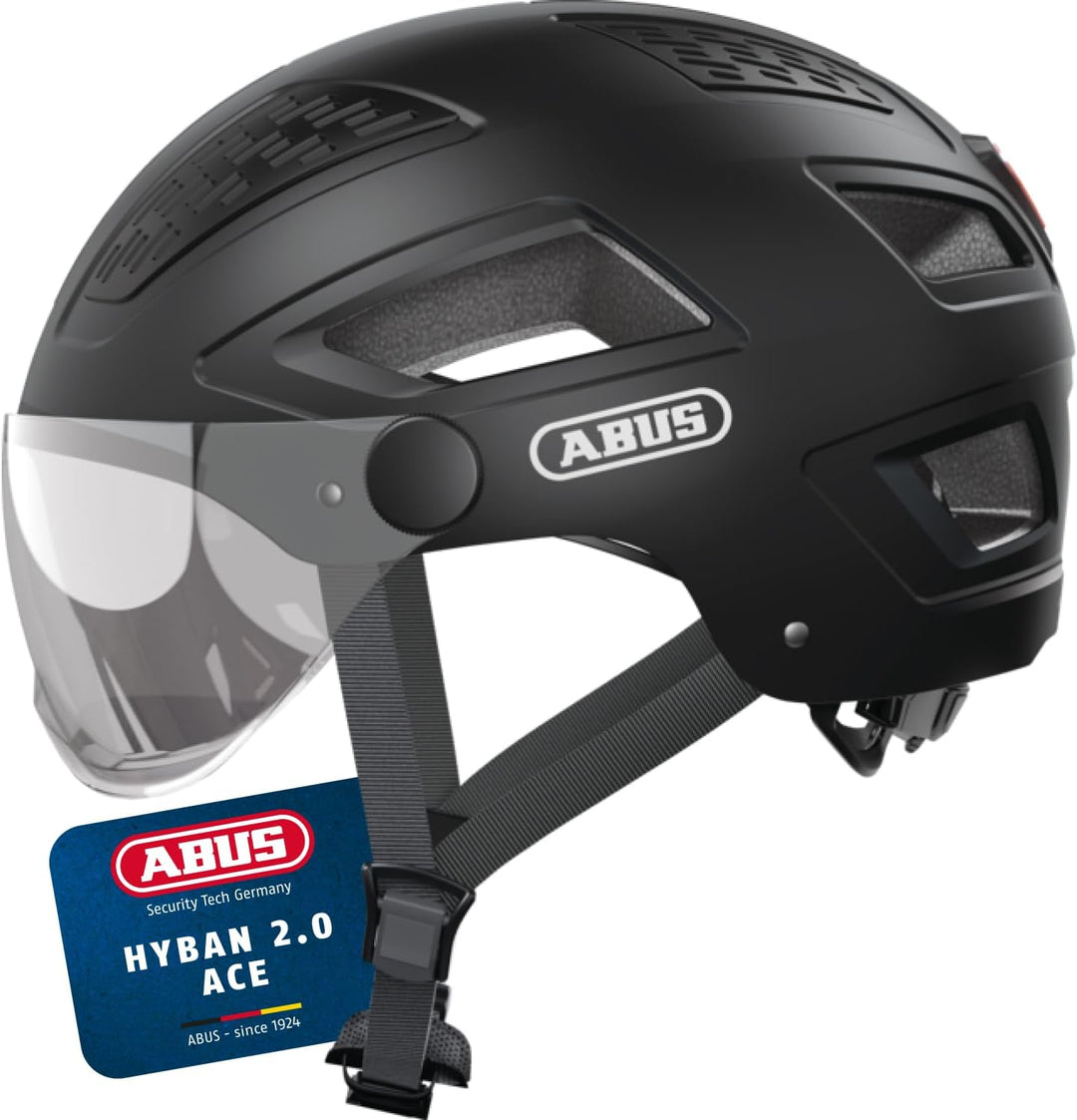 ABUS Stadthelm Hyban 2.0 ACE - Fahrradhelm mit Visier, Licht und ABS-Hartschale - für Damen und Herr