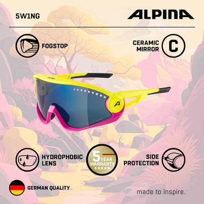 ALPINA 5W1NG - Verspiegelte und Bruchsichere Sport- & Fahrradbrille Mit 100% UV-Schutz Für Erwachsen