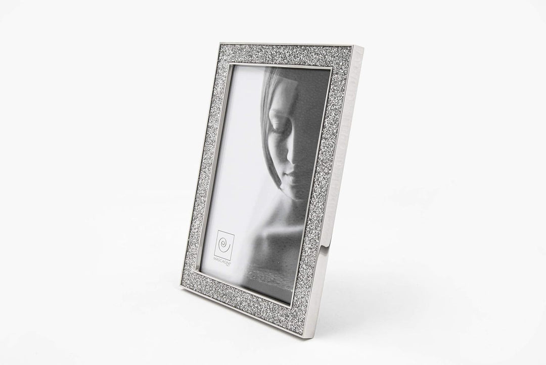Mascagni M406 Bilderrahmen, Metall mit Glitzer, Silver Waves Kollektion, 20 x 25 cm, 20 x 25 cm