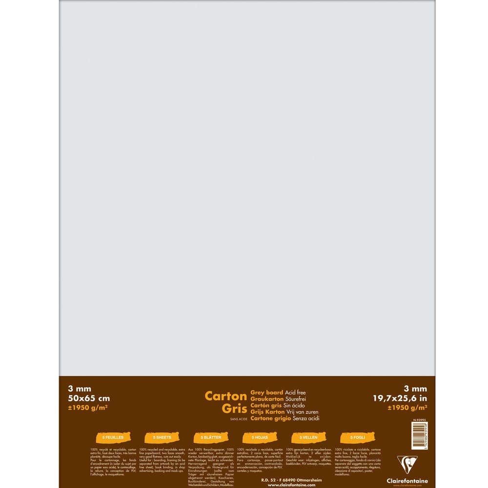 Clairefontaine 93995C Packung (mit 5 Bögen Pappe, 50 x 65 cm, 3 mm, 1950 g, ideal für Modellbau, lei