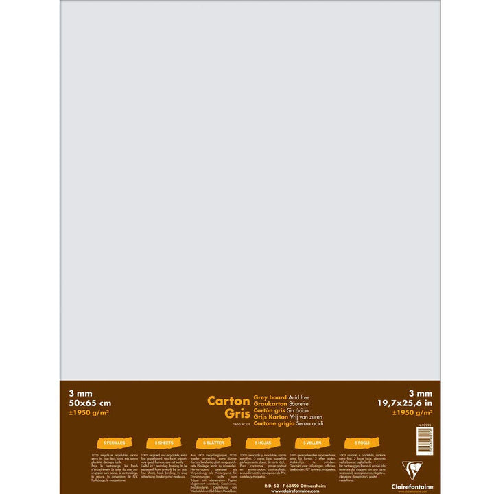 Clairefontaine 93995C Packung (mit 5 Bögen Pappe, 50 x 65 cm, 3 mm, 1950 g, ideal für Modellbau, lei