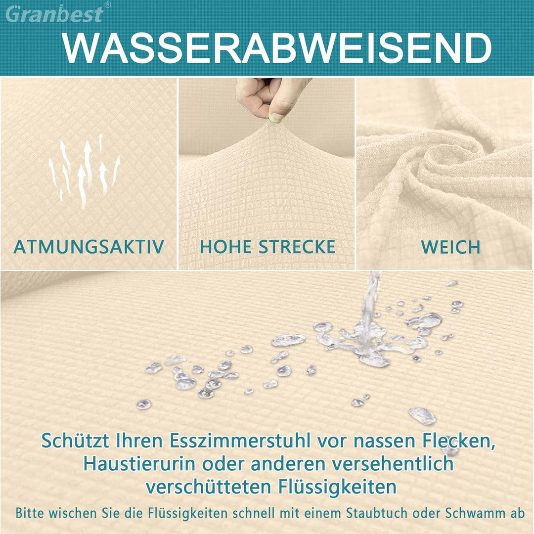 Granbest Premium Wasserdicht Esszimmerstuhl Abdeckungen Satz Von 6, Elastische Hohe Zurück Stuhlhuss