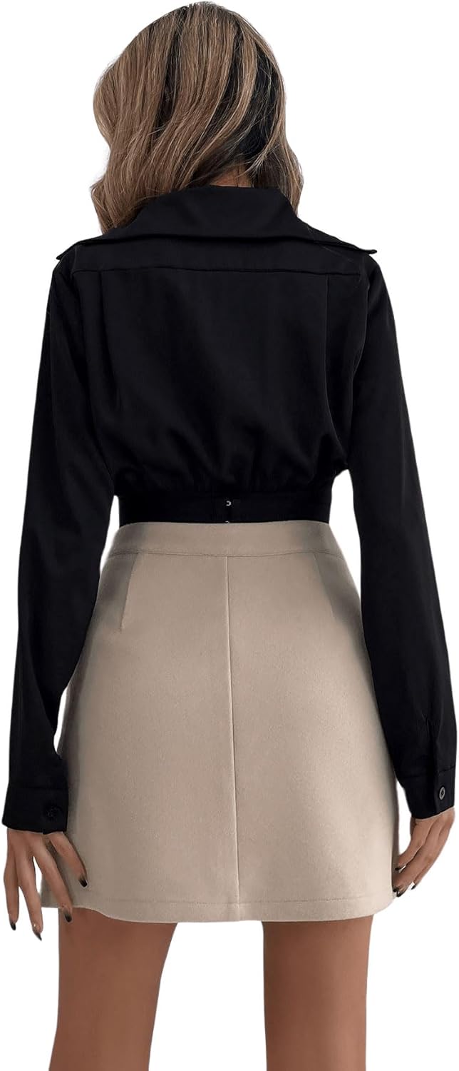 GORGLITTER Wickelrock Damen Kurz Herbst Rock Mit Hoher Taille Minirock A Linien Rock High Waist Rock
