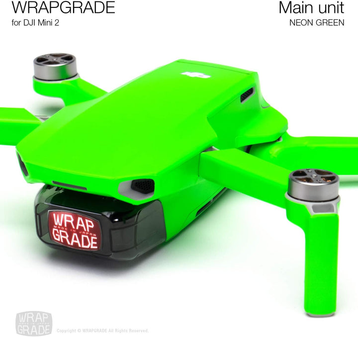 Wrapgrade Skin Sticker Set Kompatibel mit DJI Mini 2 (NEON Green), Neon Green