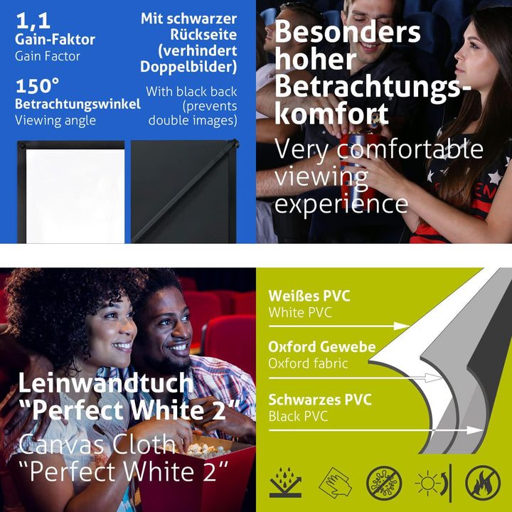 ESMART Expert X-Type Ultralightweight Stativ-Leinwand [Grössenauswahl] 177 x 100 (80") 16:9 | Heimki