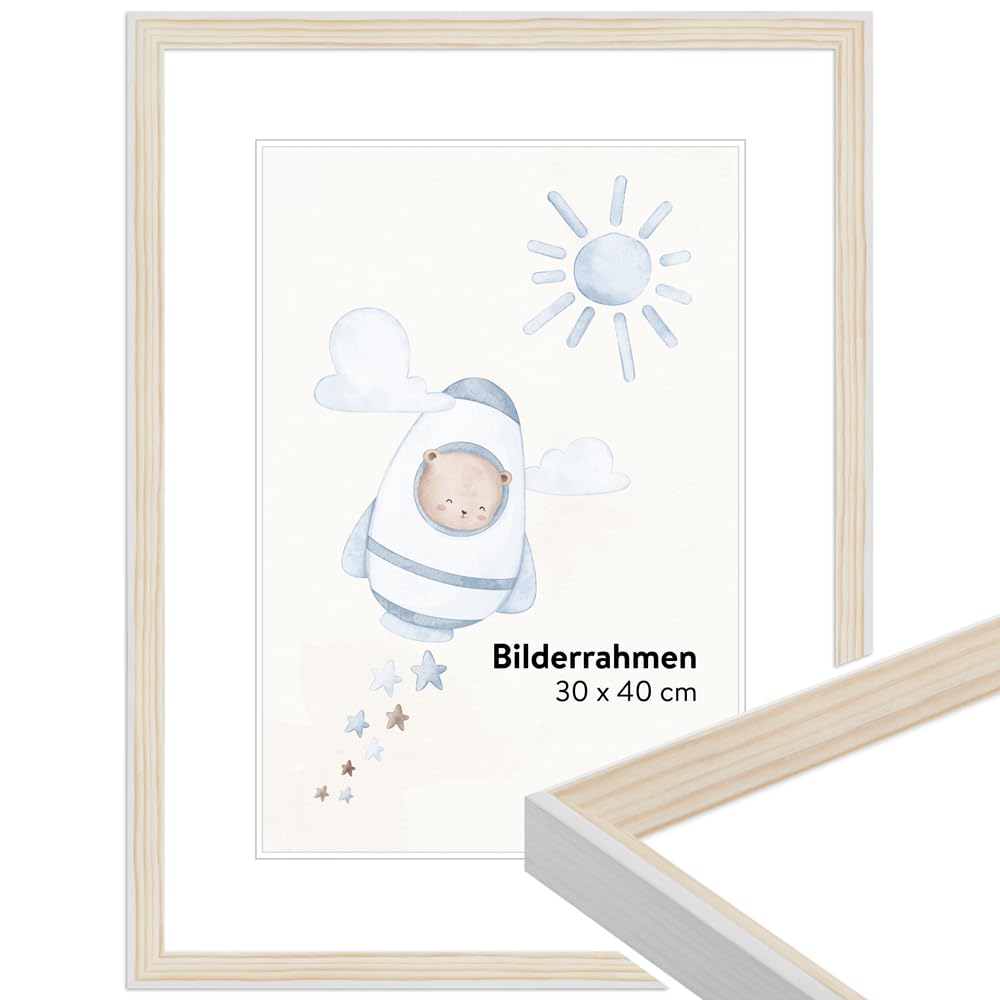 WANDStyle Bilderrahmen für Kinderzeichnungen, Natur Kinderbilderrahmen 30x40 cm, Bilderrahmen Kinder