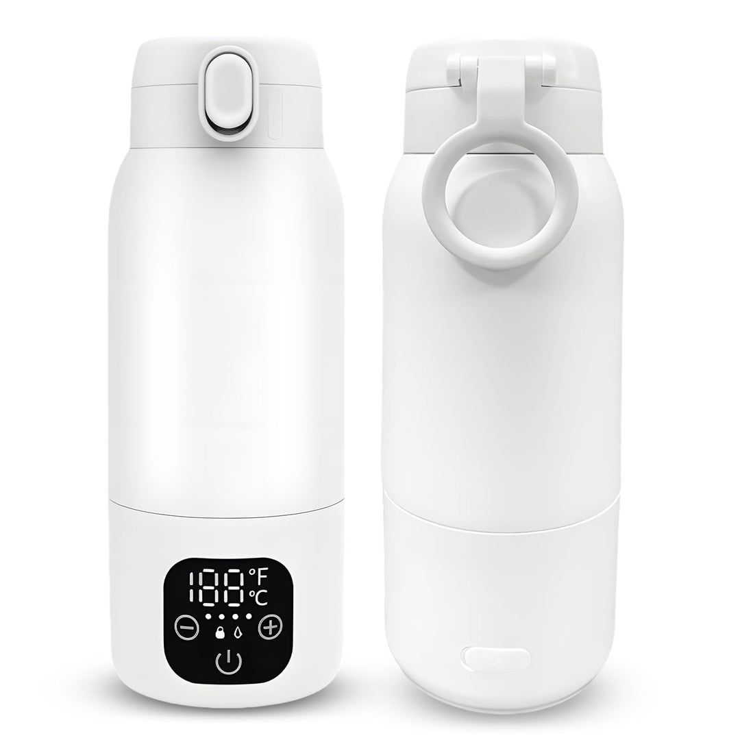 Tragbarer Flaschenwärmer Baby Unterwegs, Akku Thermoskanne 500ml, 35-70 °C Einstellbar, Mobiler Milc