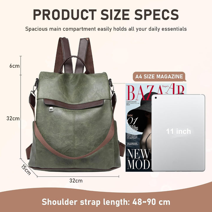 shepretty Damen Anti Diebstahl Rucksack Umhängetasche Schultasche 0298-gr-2new 33*32*15cm, 0298-gr-2
