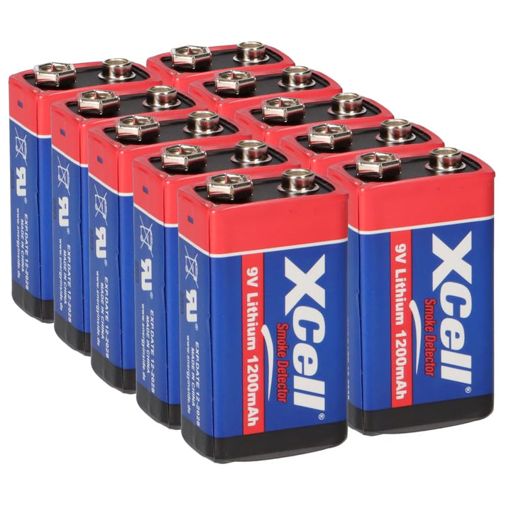 WSB Batterie Akkuman.de 10er Set 9V Block Lithium Hochleistungsbatterien für Rauchmelder 10 Stück
