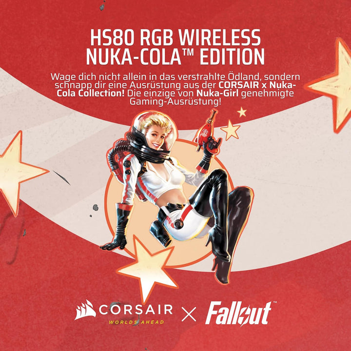 Corsair HS80 RGB Wireless Fallout Nuka-Cola Edition Multiplattform-Gaming-Headset – Dolby Atmos, Lei