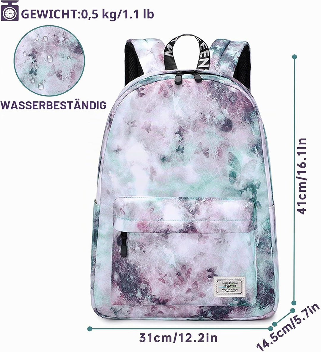 Lohol Leichter Schulrucksack für Mädchen, Kinder-Schulranzen-Rucksack mit Aufdruck (Batiken Schmette