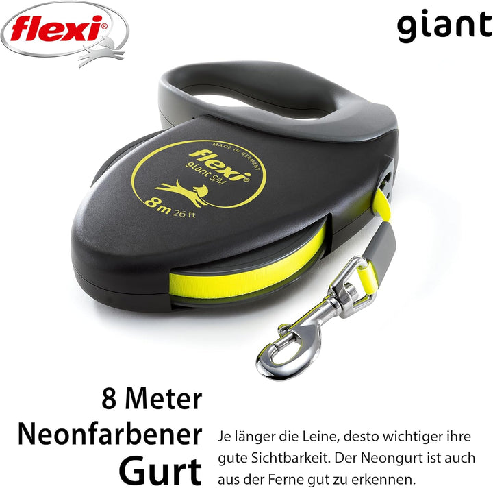 flexi Giant M Gurt 8 m für Hunde bis 25 kg, schwarz/neongelb schwarz/neongelb M 8 m Neon, schwarz/ne