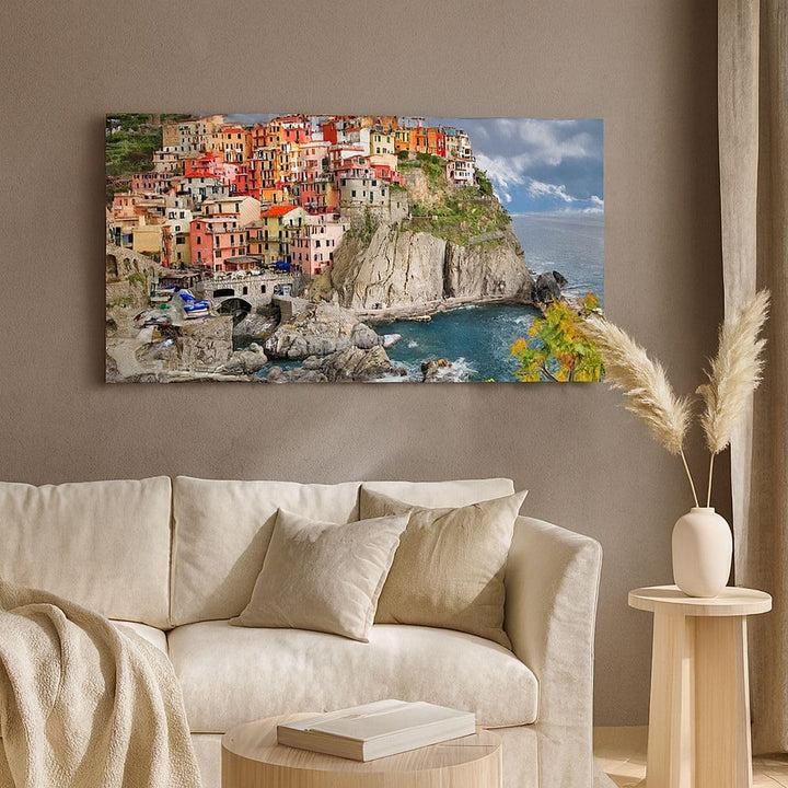 Wandbilder Dekoration Wohnzimmer Italien küste felsen landschaft Panorama Bilder auf Leinwand 120x50