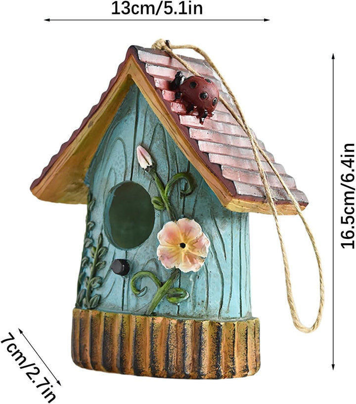 Ausserhalb von Vogelhäusern, Vogelhaus für Baum,Harz handgeschnitztes Vogelhaus - Bunte Nistkiste, G