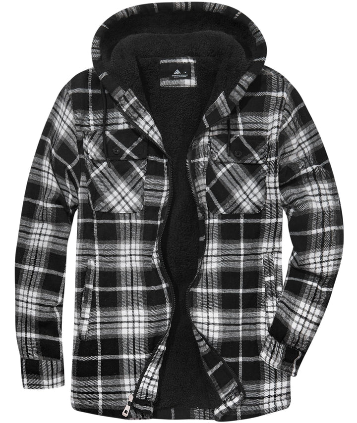 JACKETOWN Hemdjacke Kariertes Herren hoodies Flanelljacke Warm Thermohemd Herren Holzfäller Jacke Ve