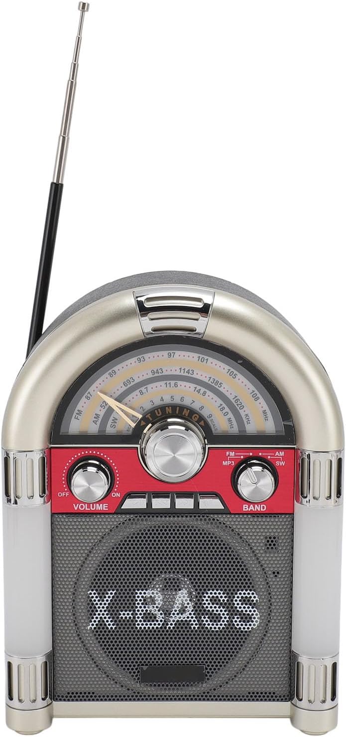 AM FM Vintage-Radio, Tragbares Retro-Kurzwellenradio mit Bluetooth-Lautsprecher, Wiederaufladbare Re