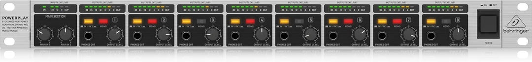 Behringer POWERPLAY HA8000 V2 8-Kanal-Hochleistungs-Kopfhörer-Misch- und Verteilverstärker, POWERPLA