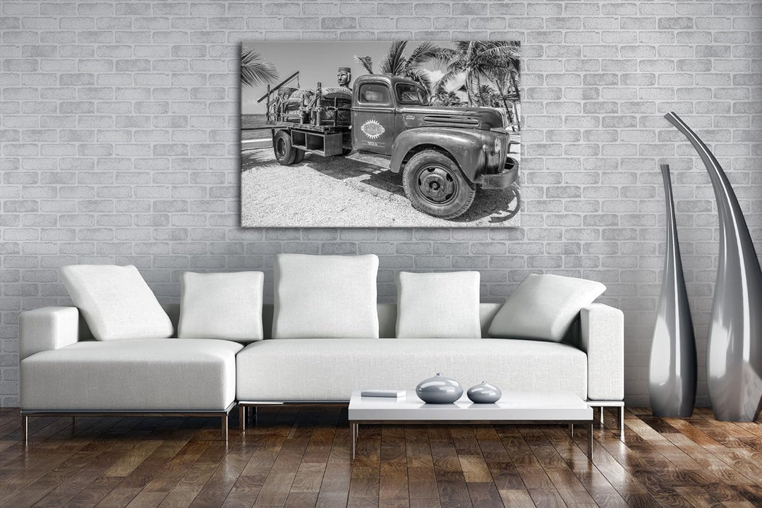 deyoli alter LKW in Mexiko Effekt: Schwarz/Weiss Format: 80x60 als Leinwandbild, Motiv fertig gerahm