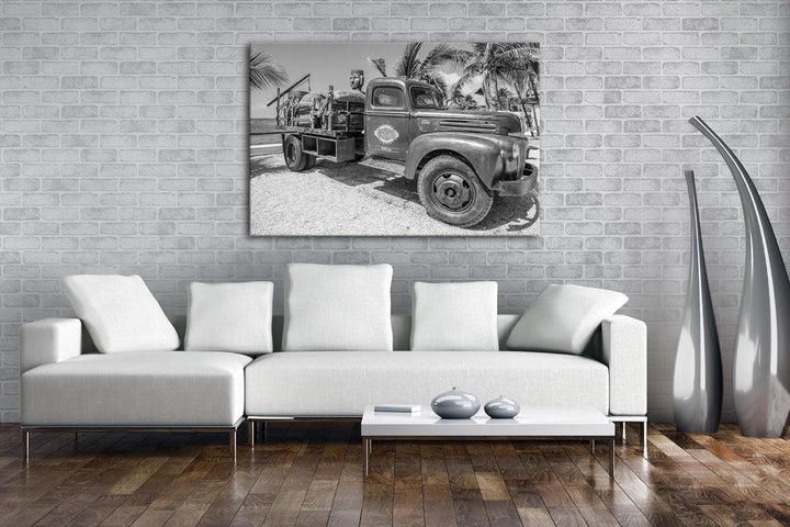 deyoli alter LKW in Mexiko Effekt: Schwarz/Weiss Format: 80x60 als Leinwandbild, Motiv fertig gerahm