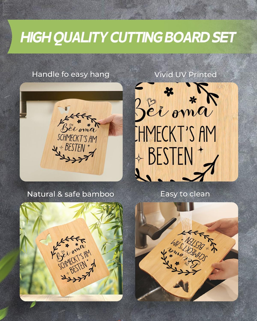 Geschenk für Oma, Oma Geschenk Geburtstag, UV Bedrucktes Bambus Schneidebrett, Geburtstagsgeschenke