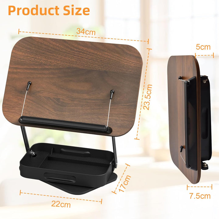 JNUYISW Buchständer Holz, Verstellbarer Buchhalter Leseständer zum Lesen mit 360° Drehbare Basis Fal