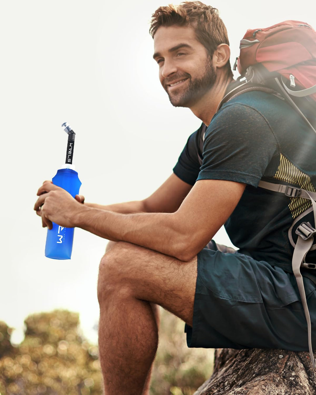 WRELS TPU Faltbare Trinkflasche,BPA-Frei Soft Flask,Flexible,Leichte Sportflasche,Trinkflasche Laufw