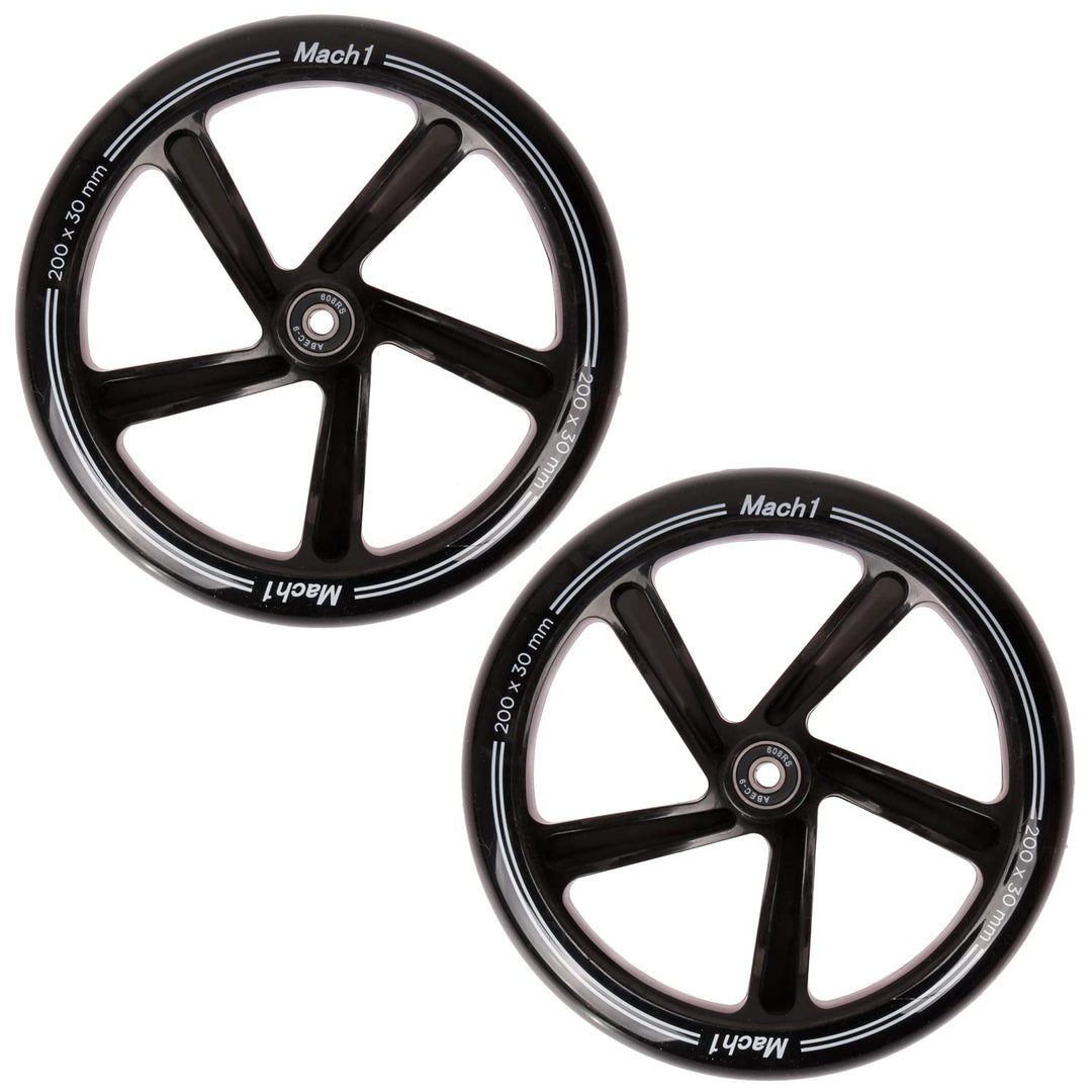 2 Stück 200x30mm Mach1 Kickscooter Rollen-Set inklusive Kugellager + Spacer - Cityroller Ersatz Reif