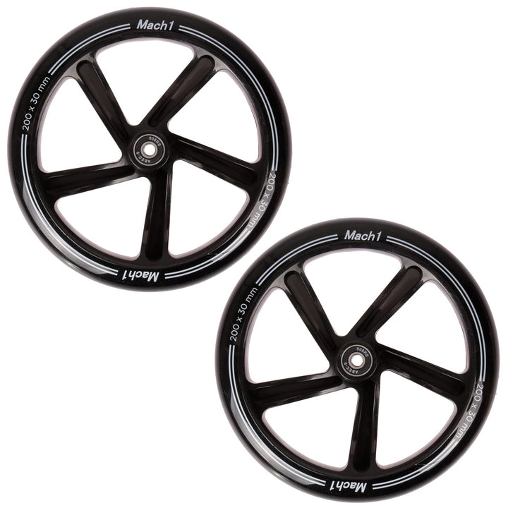2 Stück 200x30mm Mach1 Kickscooter Rollen-Set inklusive Kugellager + Spacer - Cityroller Ersatz Reif
