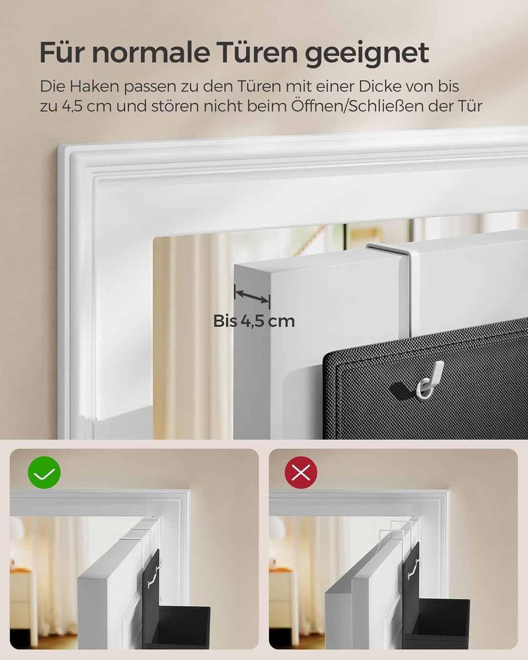 SONGMICS Hängeorganizer mit 4 Taschen, 2er Set Kleiderschrank-Organizer, Hängeaufbewahrung, Tür-Orga