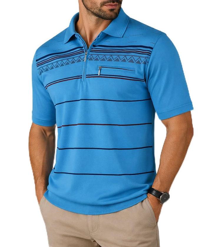 Soltice Polo Shirts Herren Kurzarm, Blousonshirts, Gestreifte Polohemden mit Brusttasche aus Baumwol