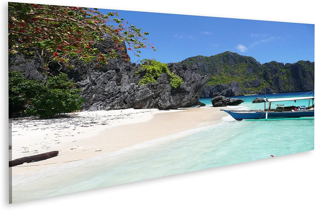 islandburner Bild auf Leinwand Strand Auf Den Philippinen Bilder Wandbilder Poster Leinwand 120x40cm