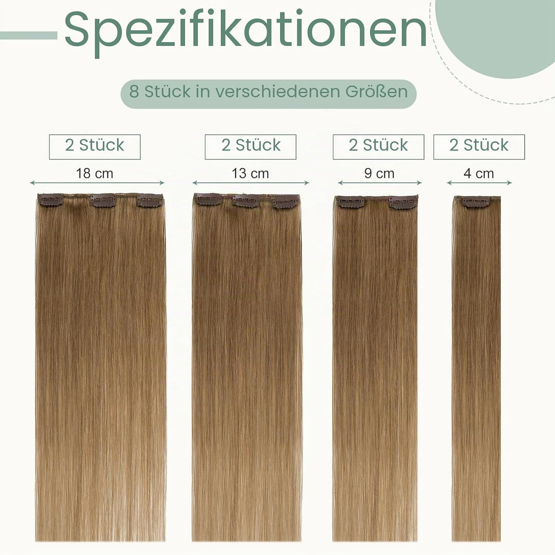 Rich Choices Clip in Extensions Echthaar 8 Stück Clip Extensions 25cm 
