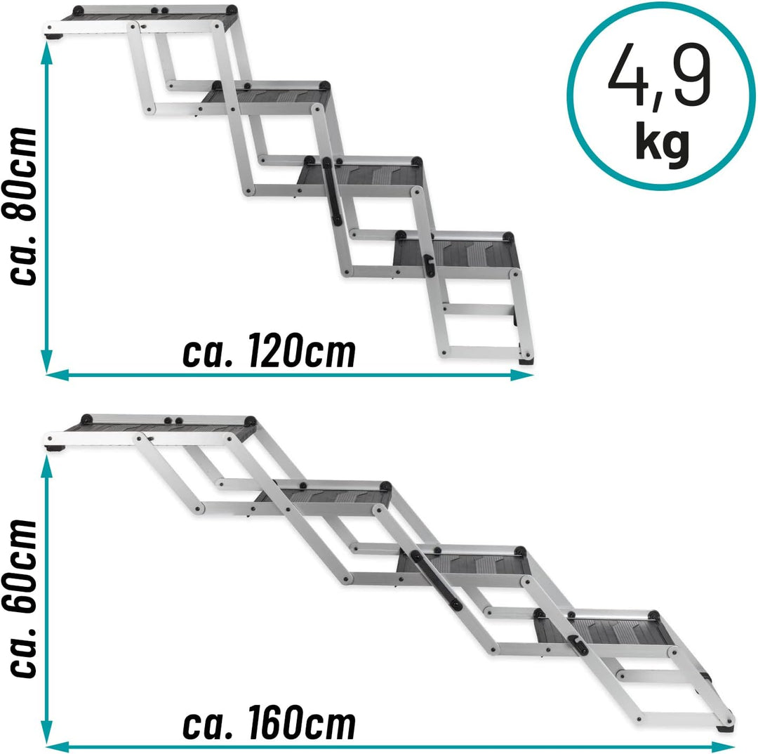 VOSS.PET Faltbare Hundetreppe, 4-stufige Kofferraumtreppe, Gelenkschonende Auto-Treppe, Einstiegshil