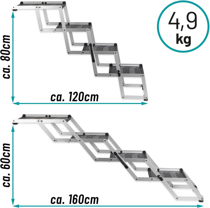 VOSS.PET Faltbare Hundetreppe, 4-stufige Kofferraumtreppe, Gelenkschonende Auto-Treppe, Einstiegshil