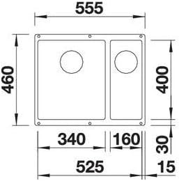 BLANCO SUBLINE 340/160-U | SILGRANIT weiss | Einbauart: Unterbau | Hauptbecken links | ohne Ablauffe