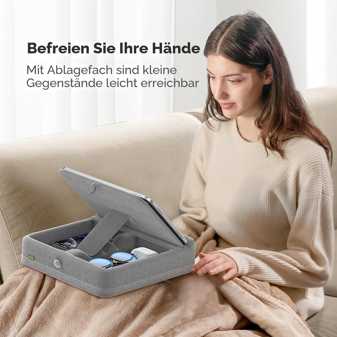 KDD Tablet Kissenständer mit Aufbewahrung, Faltbarer Ipad Ständer, einstellbar Tablet Halterung Kiss