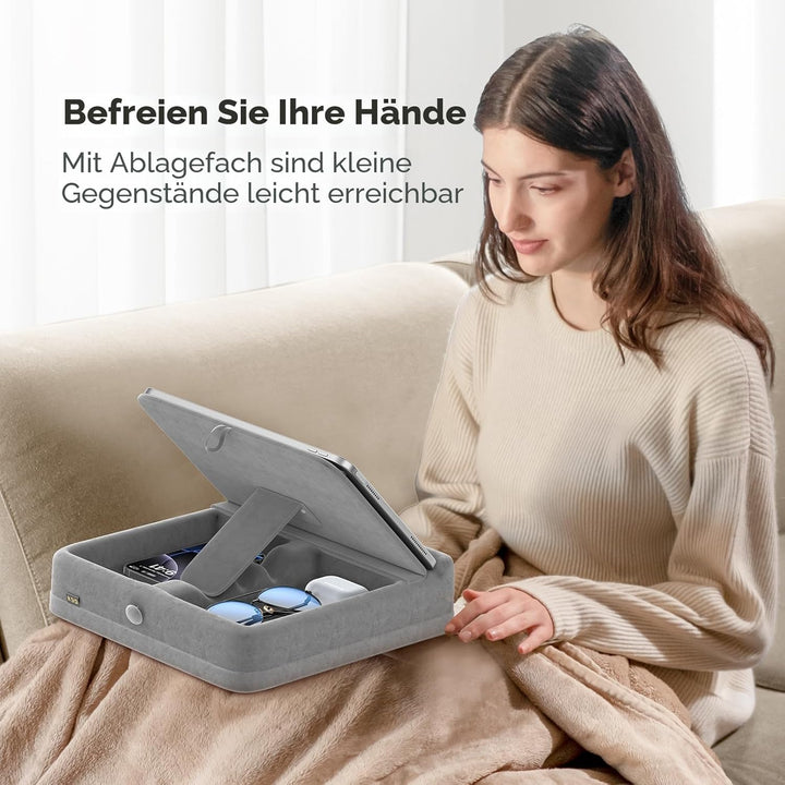 KDD Tablet Kissenständer mit Aufbewahrung, Faltbarer Ipad Ständer, einstellbar Tablet Halterung Kiss