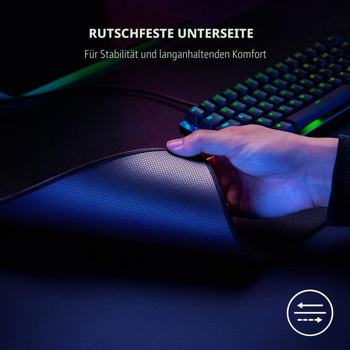 Razer Strider Hybrid-Mauspad mit weichem Boden und glattem Gleiten: Feste Gleitfläche – rutschfeste