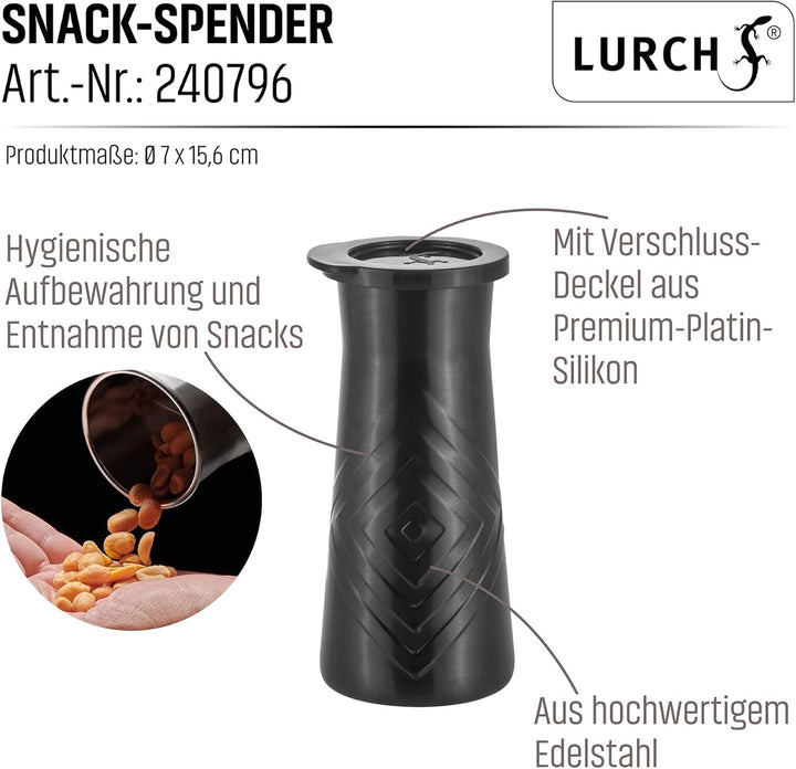 LURCH 240796 Snack Spender Edelstahl mit Kunststoffdeckel für Nüsse und Süssigkeiten