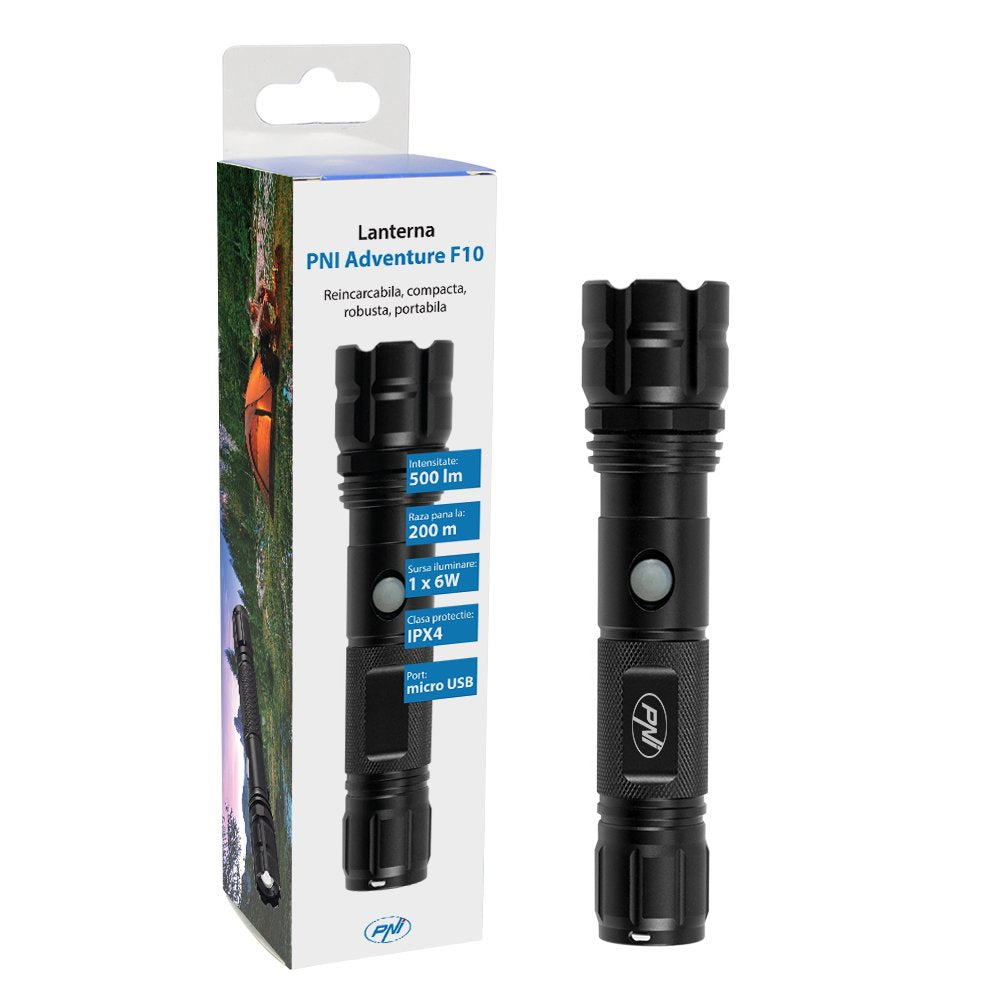 Einstellbarer Fokus LED Taschenlampe PNI Adventure F10 Aluminium 500 lm, Zoombare LED Blitz