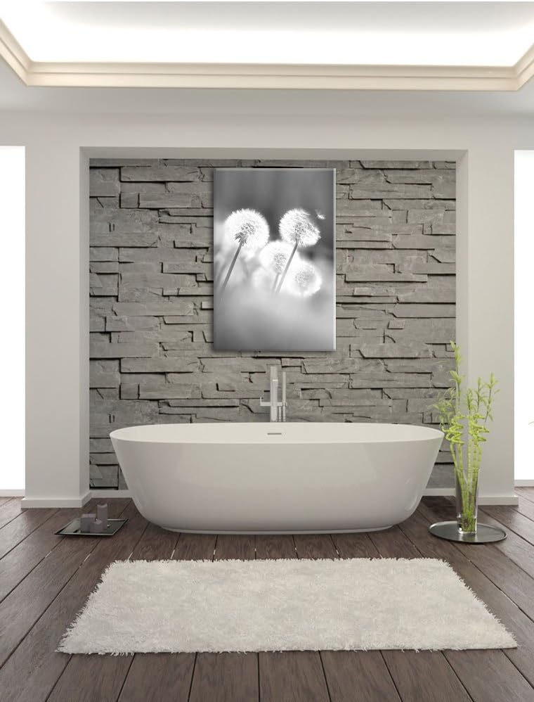 Pixxprint Pusteblumen im morgendlichen Wind Kunst B&W, Format: 100x70 auf Leinwand, riesige Bilder f