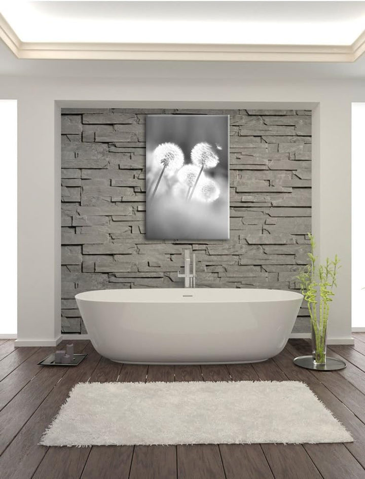 Pixxprint Pusteblumen im morgendlichen Wind Kunst B&W, Format: 100x70 auf Leinwand, riesige Bilder f