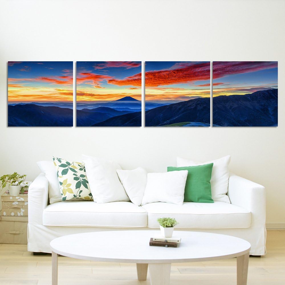 Feeby. Leinwandbild, Bilder, Wand Bild - 4 Teile - Panoramabild, Wandbilder, Kunstdruck 120x30 cm, B