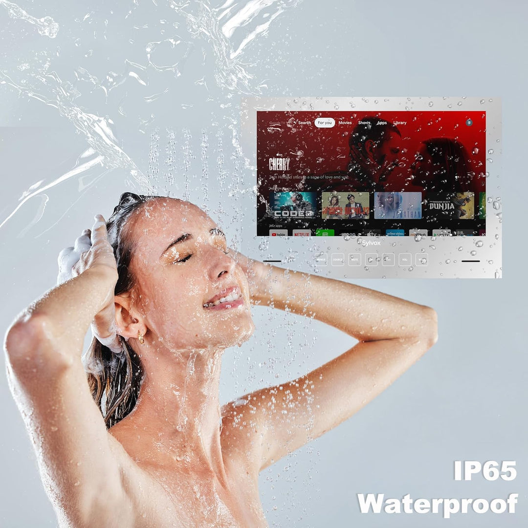 SYLVOX Spiegel Fernseher für Bad 32 Zoll, Wasserdichter IP66 Google TV 1080P | 60Hz| Hotspot &amp; WiFi