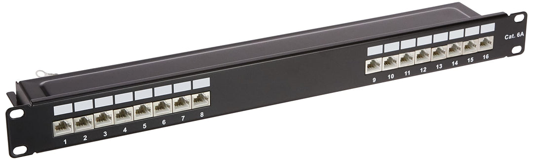 Delock 19″ Patchpanel 16 Port Cat.6A 1 HE schwarz