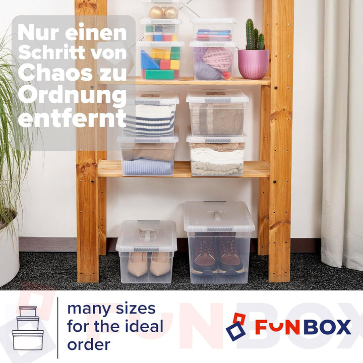 PROFUN Aufbewahrungsboxen Set mit Deckel - 21 L, 10 L und 5 L – Gross Plastikbox mit Deckel – Stapel