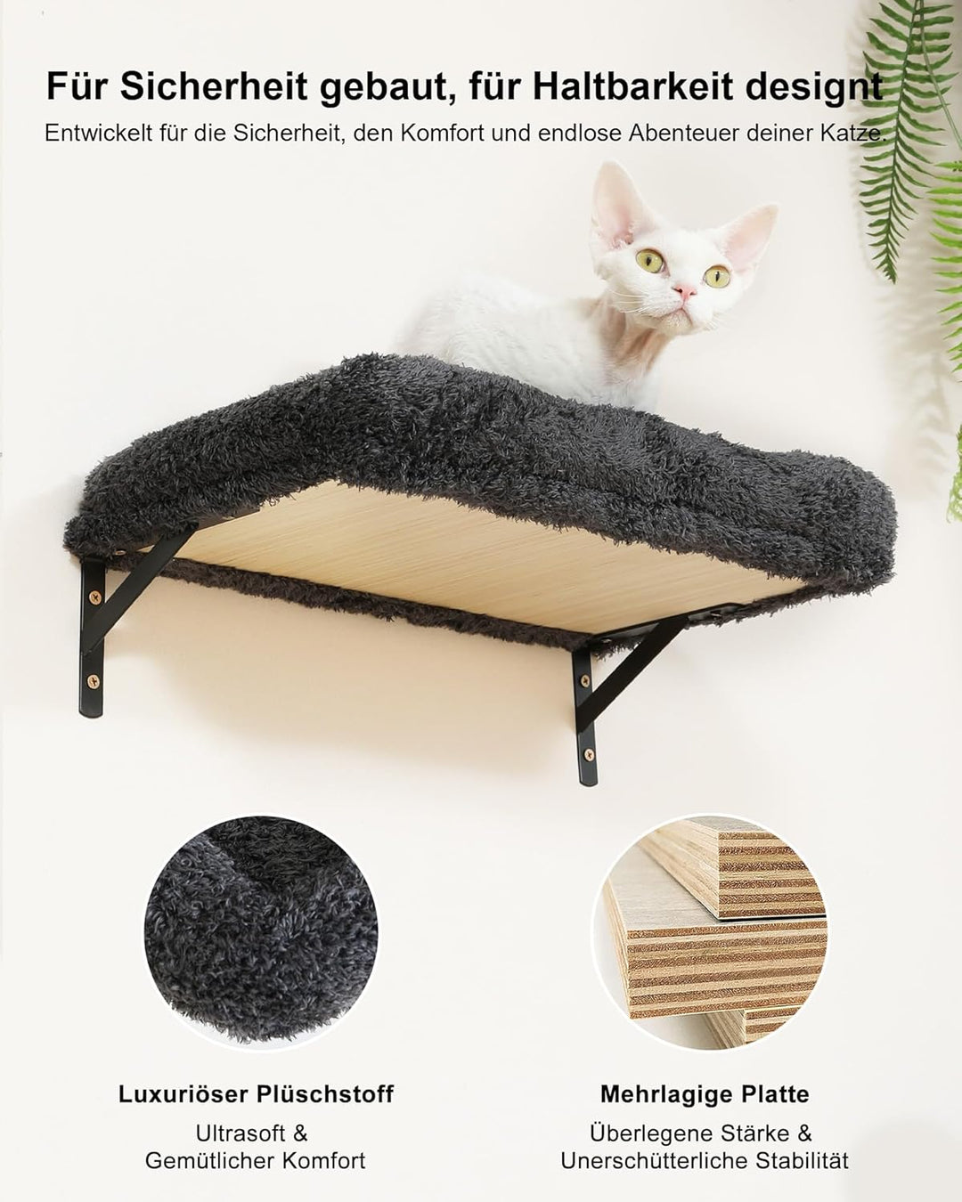 FUKUMARU Kletterwand Katzen-Set, 178 cm hoch, stabiles 3-in-1 Kratzbaum-Set aus mehrschichtigem Mass